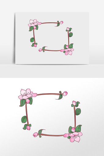 粉色桃花花枝边框