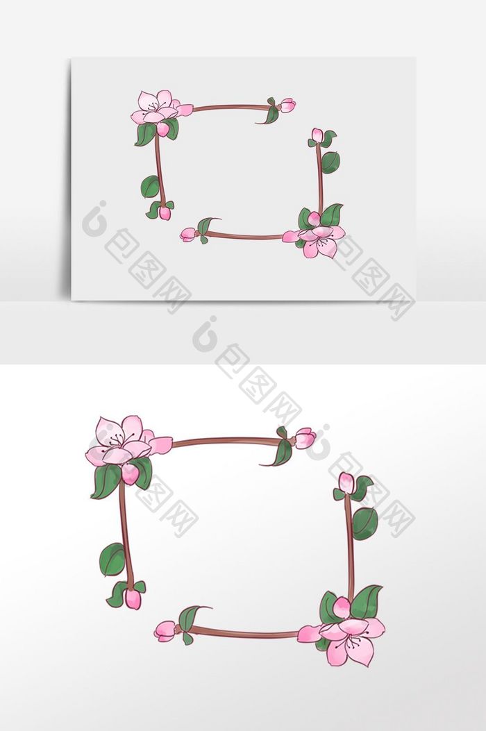 粉色桃花花枝边框