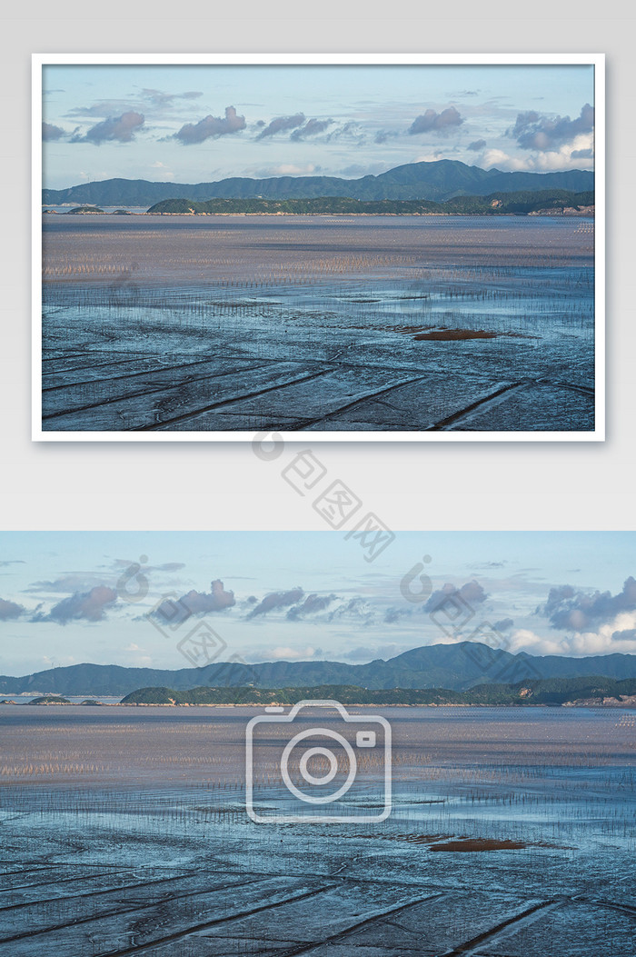 蓝色福建霞浦北岐滩涂风景摄影图片