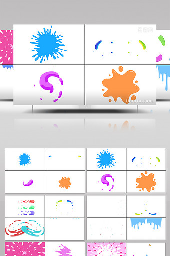 12款2D彩色卡通液体流体转场AE模板图片