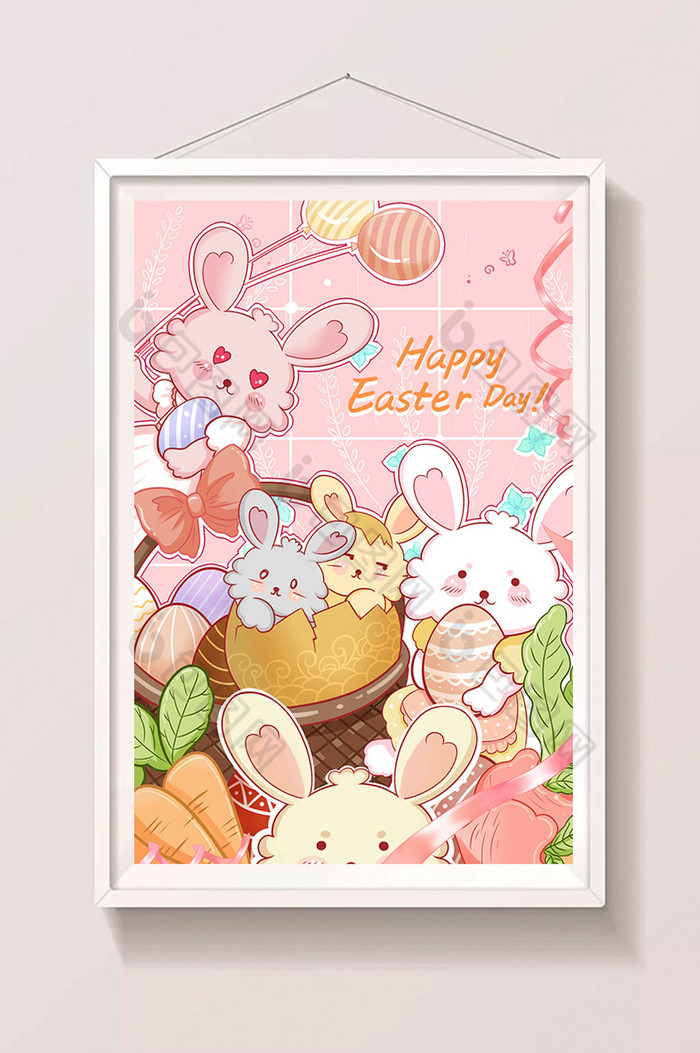 小兔子复活节快乐插画图片图片