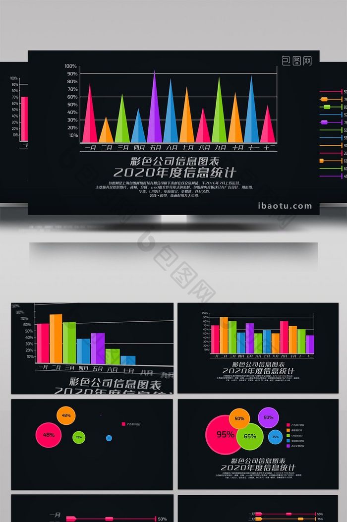 5款彩色公司商业信息图表分析数据AE模板