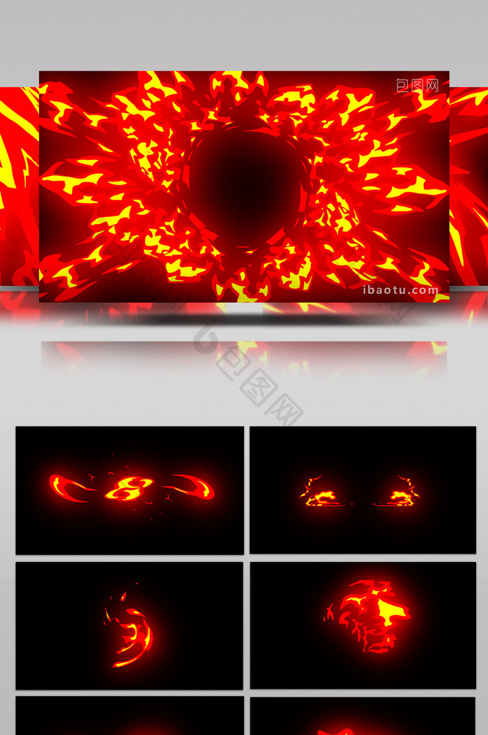 10组二维卡通火焰动画透明通道AE模板