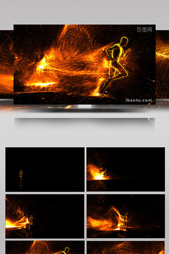 炫酷火焰人流线型奔跑揭示LOGOAE模板图片