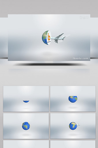 简洁地球旅行飞机展示LOGO动画AE模板图片