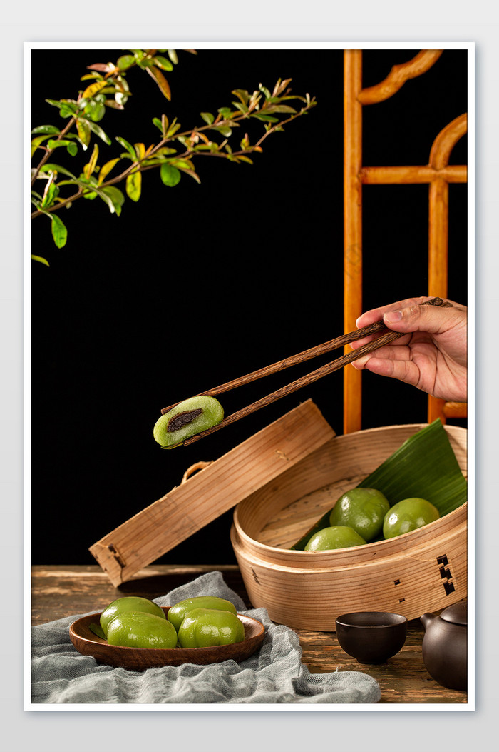 高清传统手工美食小吃清明青团摄影图图片图片