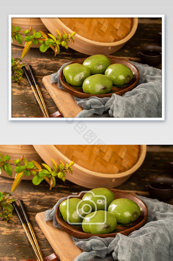传统手工小吃青团美食摄影图图片