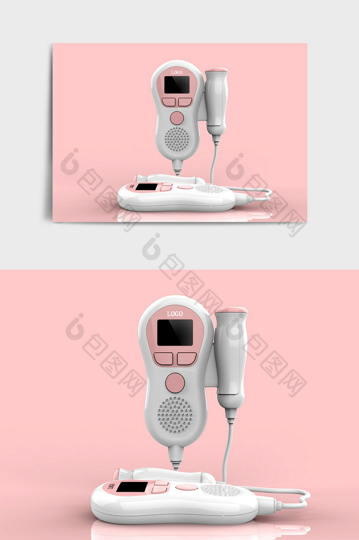 粉色家用简约胎心监测仪C4D模型