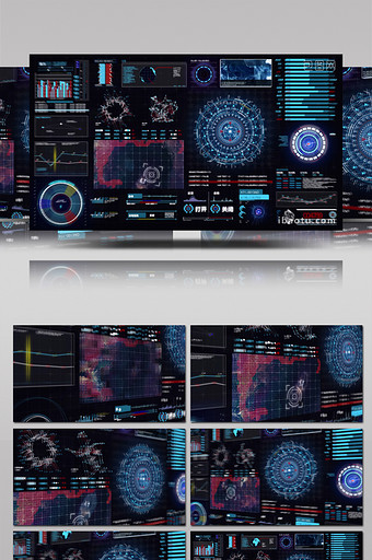 未来高科技界面HUD全息元素特效AE模板图片