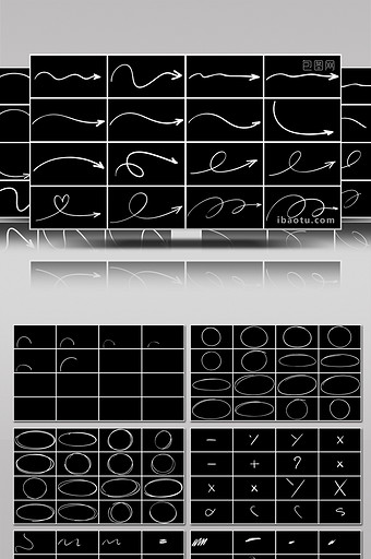 485个箭头线条圈手绘元素大合辑AE模板图片