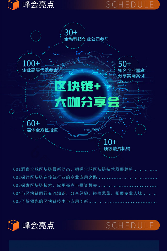 蓝色商务科技区块链峰会论坛大会宣H5长图