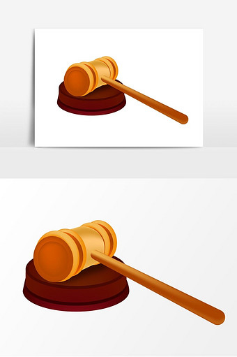 卡通法律锤子矢量元素图片下载