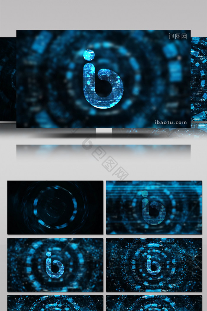 高科技数字圆环标志入场动画演绎AE模板