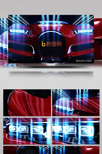 4KE3D豪华红色跑车灯光标志AE模板图片