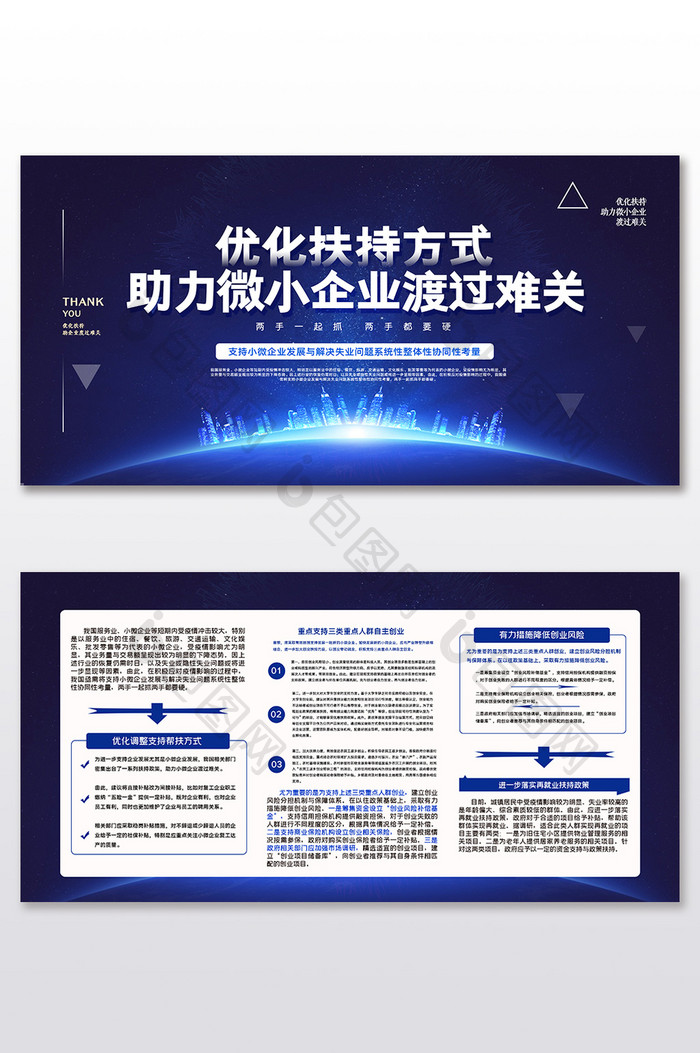 蓝色大气助力微小企业渡过难关展板