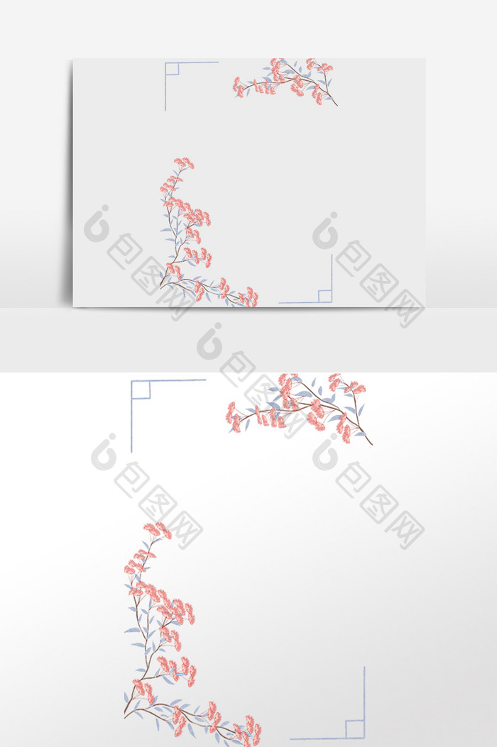 古风花枝花朵边框