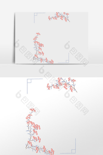 古风花枝花朵边框图片