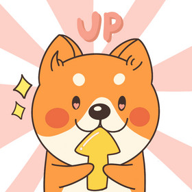 卡通狗狗引导箭头向上up动态表情包gif