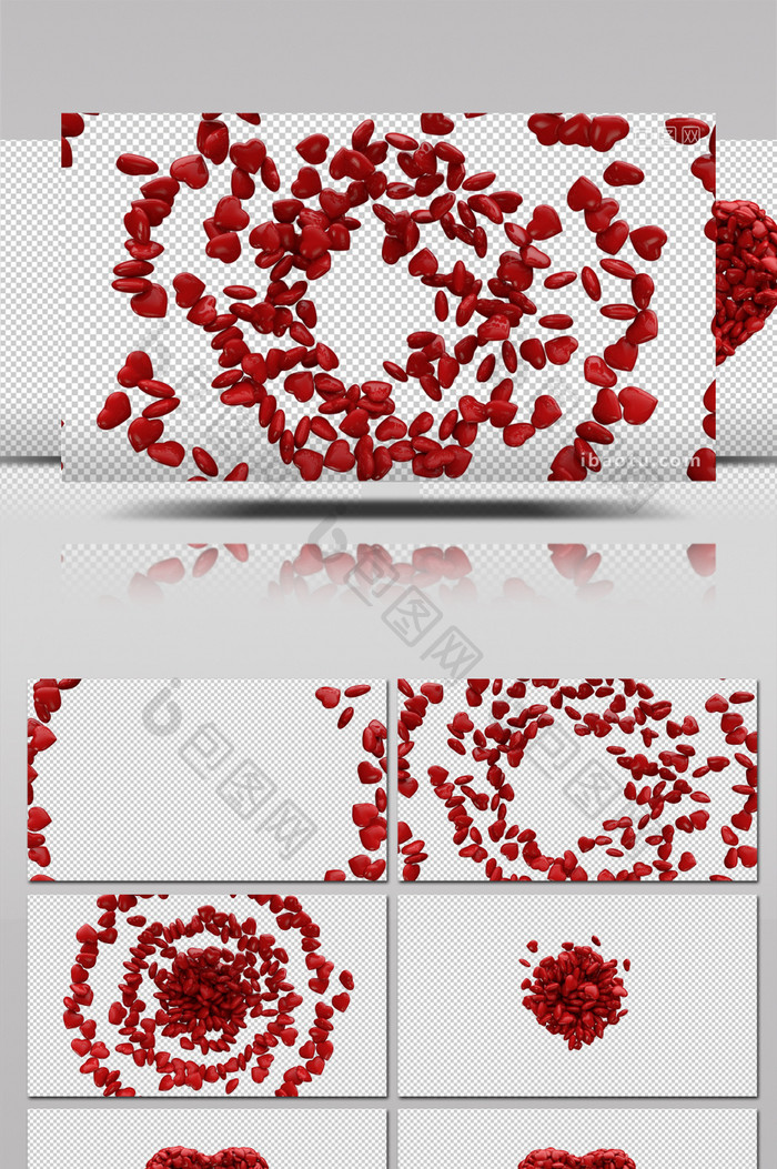 红色爱心汇聚成一颗大爱心又散开视频素材
