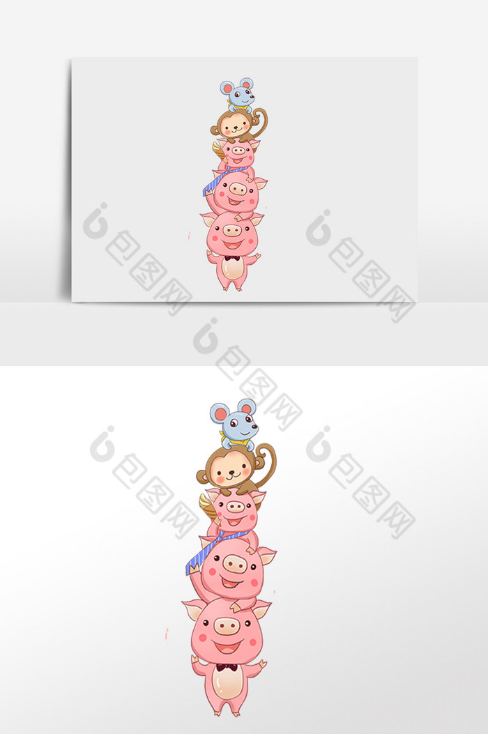 包图网提供精美好看的可爱动物叠叠高手绘插画图片素材免费下载,本次