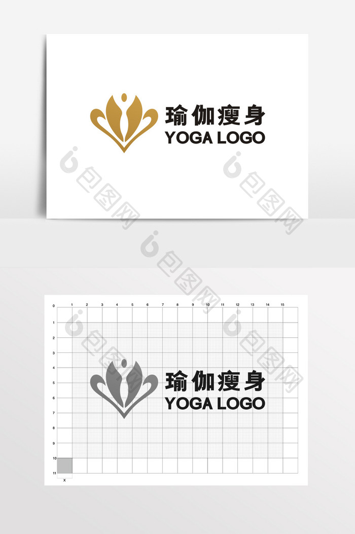 金色大气简约美女瘦身瑜伽LOGO标志VI