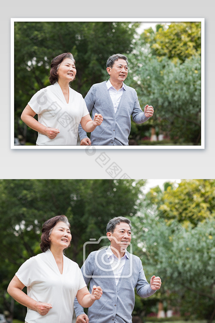 老年夫妻公园跑步运动图片图片