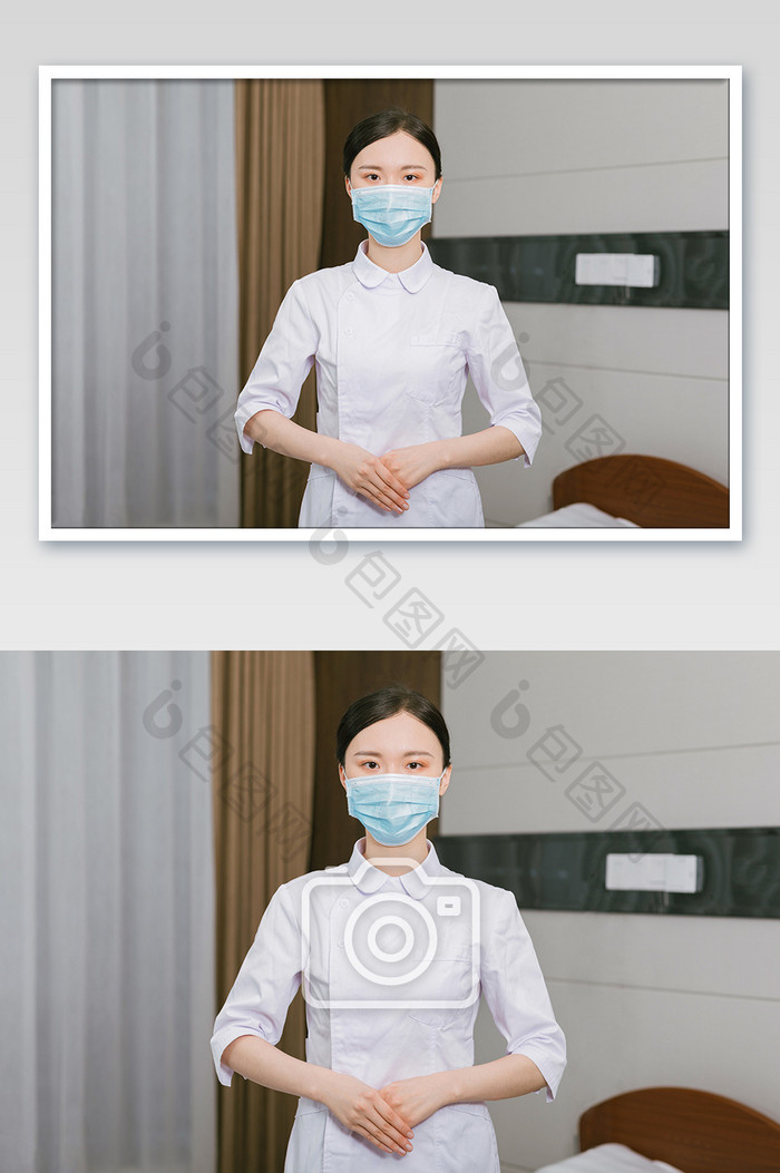女护士口罩戴法演示