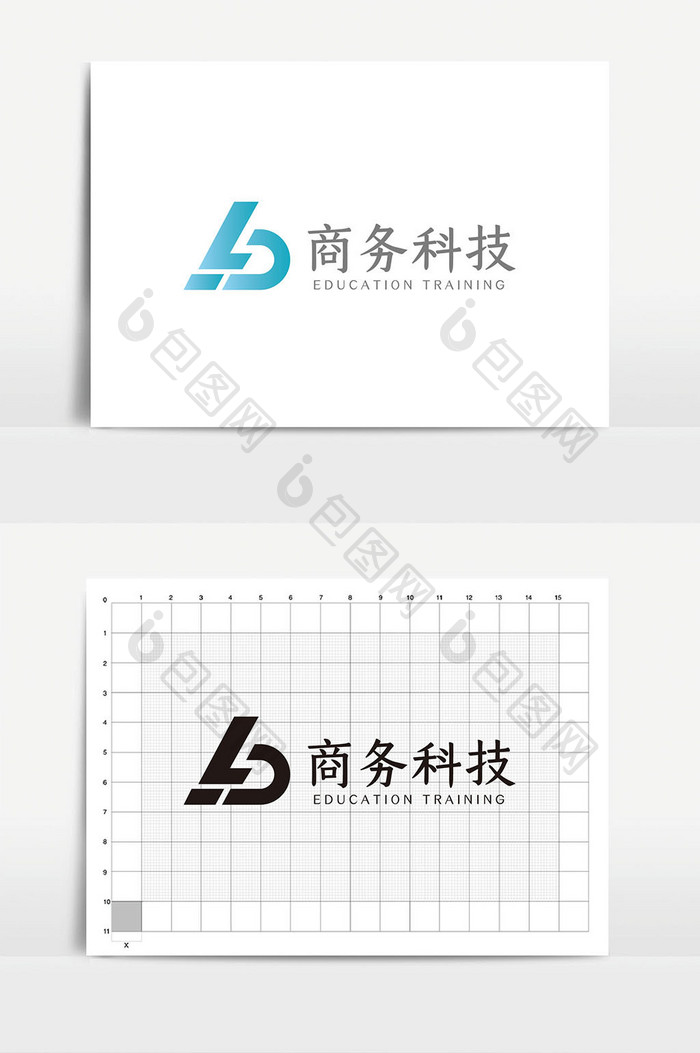 大气时尚Lb字母商务科技logoVI模板