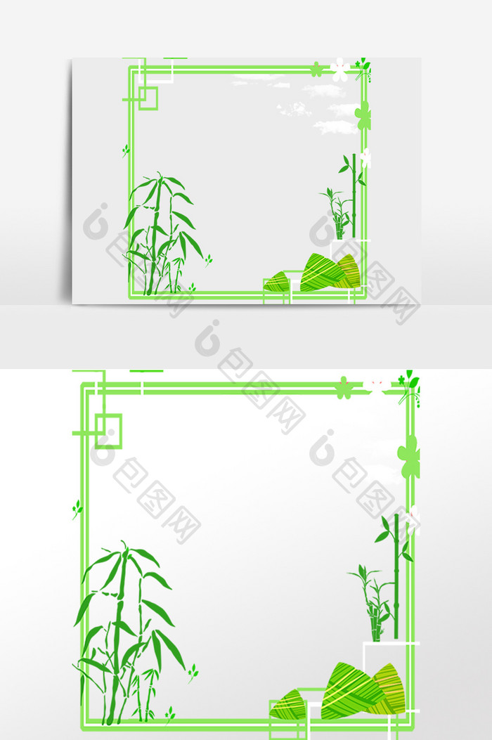 竹子粽子端午节边框