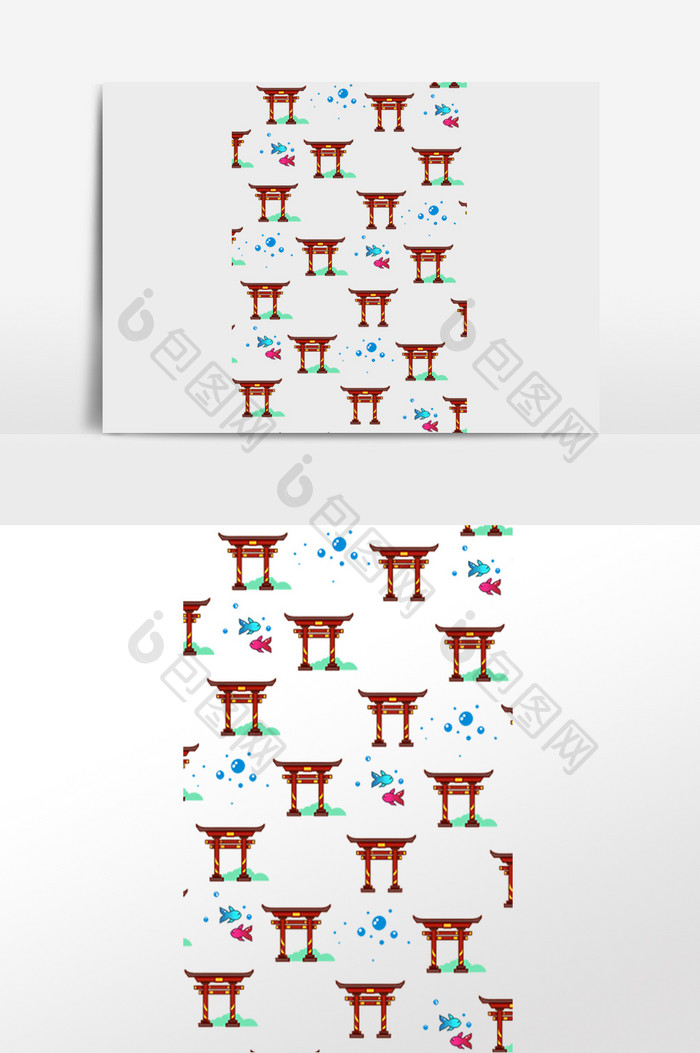 日式和风鸟居门底纹