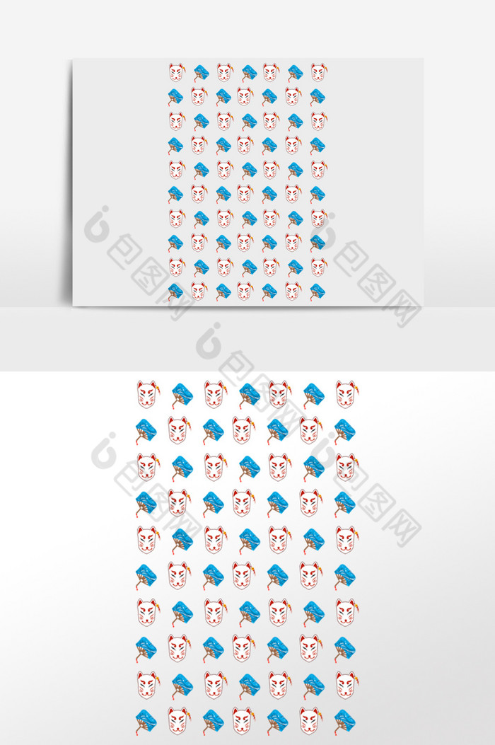 日式和风面具扇子底纹图片图片