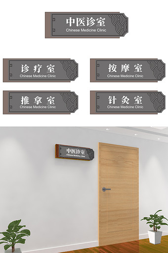 中国风中医院医疗机构科室办公室门牌导视图片
