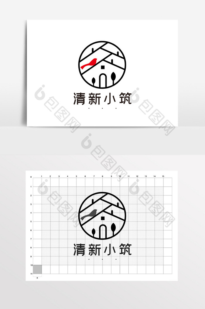 清新小筑民宿农家乐LOGO标志VI