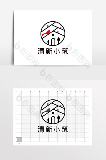 清新小筑民宿农家乐LOGO标志VI图片