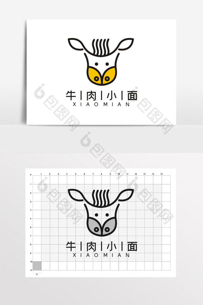 可爱卡通小牛肉面LOGO标志VI