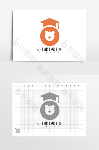 可爱博士帽小熊教育机构LOGO标志VI图片