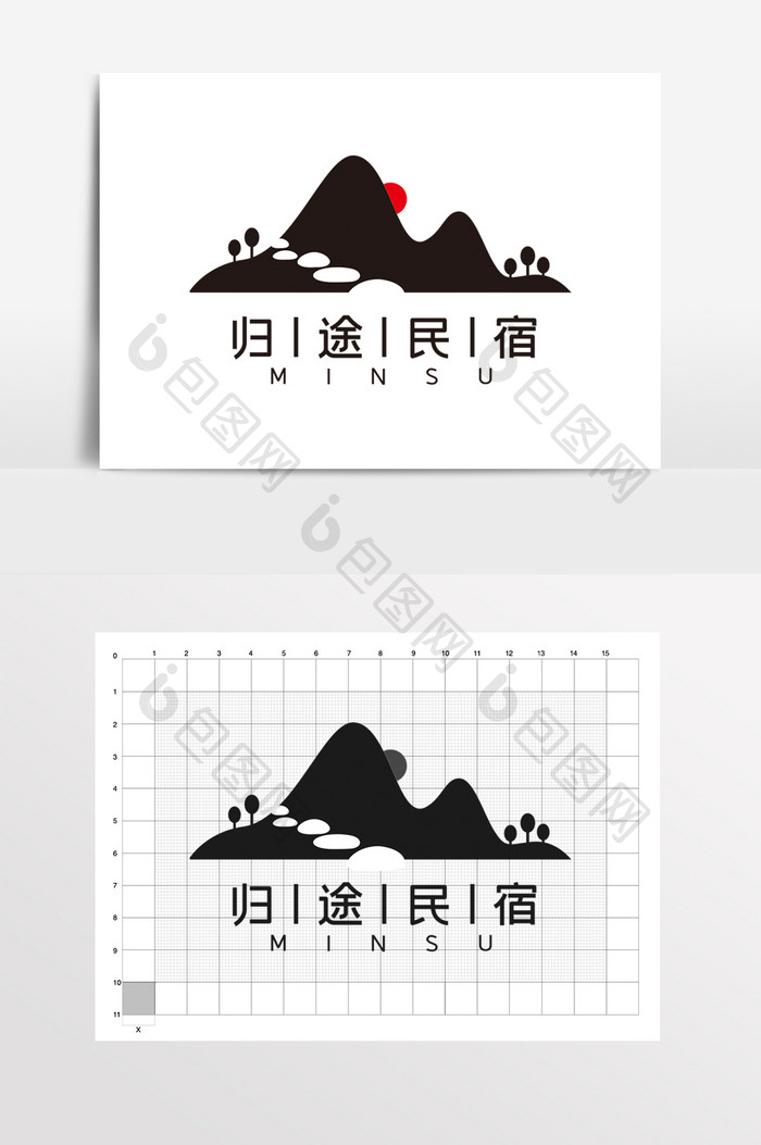 中国风古典山谷民宿LOGO标志VI