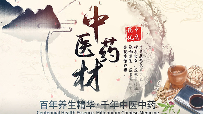 中国风水墨医药保健宣传展示ＡＥ模板