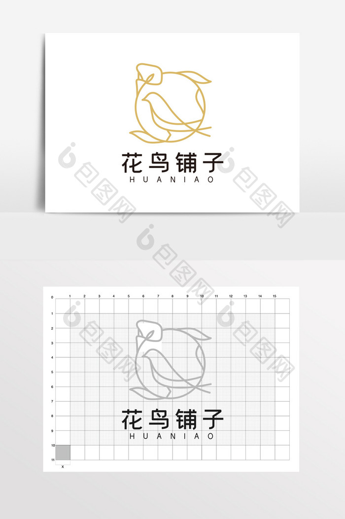 唯美花鸟鱼市店铺LOGO标志VI