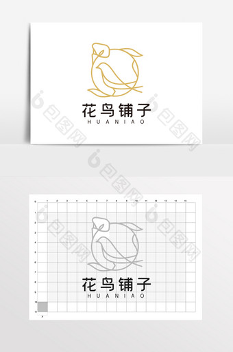 唯美花鸟鱼市店铺LOGO标志VI图片