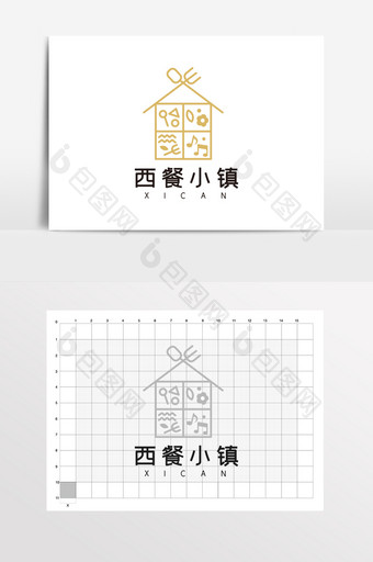 小清新西餐厅西餐小镇LOGO标志VI图片