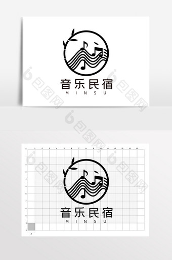 简约大气中西合并民宿LOGO标志VI图片