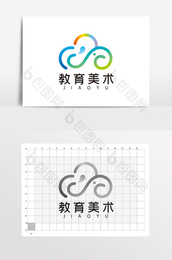 可爱云朵小象美术班LOGO标志VI图片