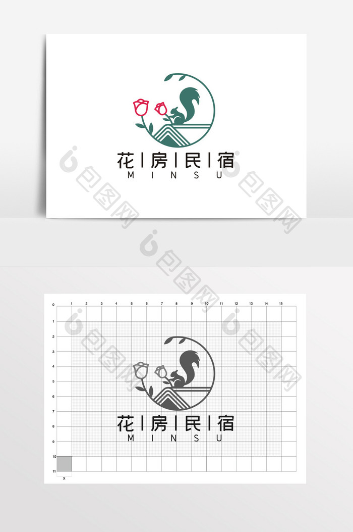 小松鼠森系清新民宿LOGO标志VI