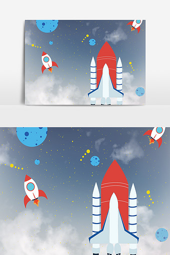 中国航天日宇宙飞船插画