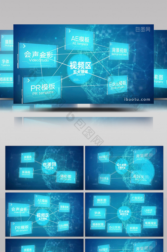 高端企业科技连线文字展示AE模板