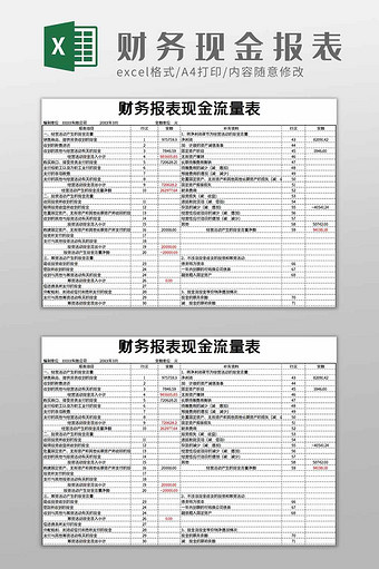 财务现金报表excel模板图片