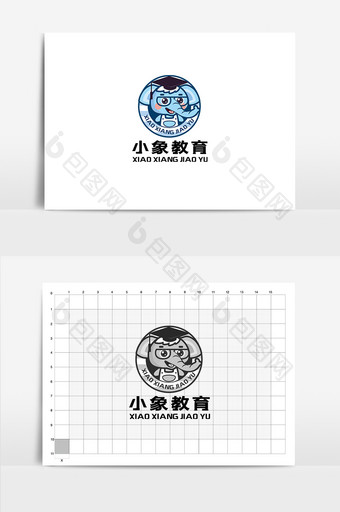 矢量卡通小象教育logo标志图片