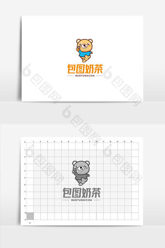 卡通小熊奶茶logo图片