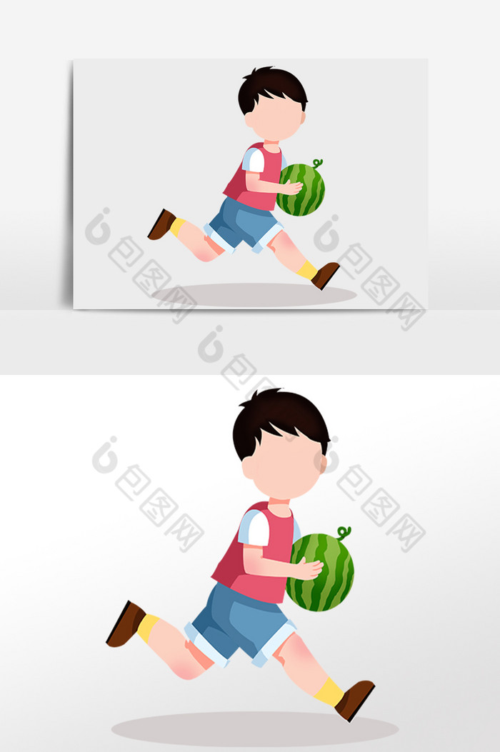 的夏季夏天小暑抱瓜男孩图片素材免费下载,本次作品主题是广告设计